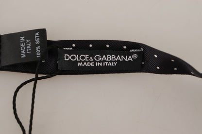 Dolce &amp; Gabbana – Schwarz-weiß gepunktete Papillon-Krawatte aus 100 % Seide