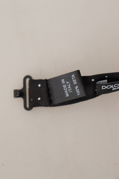 Dolce &amp; Gabbana – Schwarz-weiß gepunktete Papillon-Krawatte aus 100 % Seide