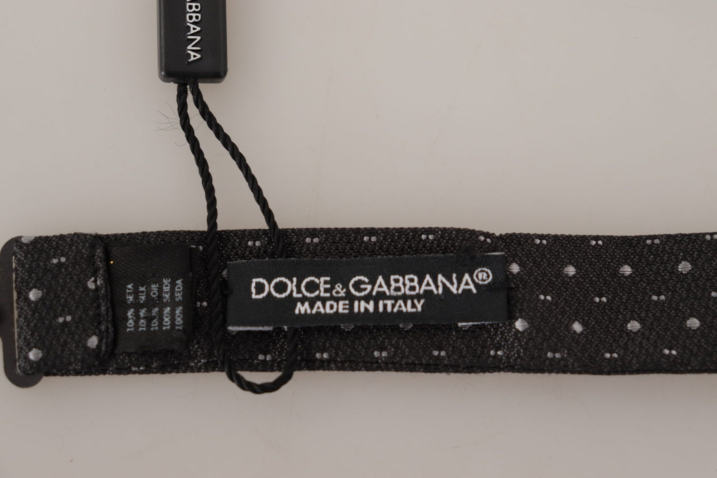 Dolce &amp; Gabbana – Grau gepunktete Papillon-Krawatte aus 100 % Seide