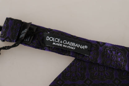 Dolce &amp; Gabbana Blaue, geometrische Seidenkrawatte mit verstellbarem Halsausschnitt und Papillon-Muster