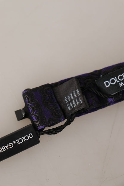 Dolce &amp; Gabbana Blaue, geometrische Seidenkrawatte mit verstellbarem Halsausschnitt und Papillon-Muster