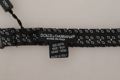 Dolce &amp; Gabbana – Schwarz-weiß gepunktete Papillon-Krawatte aus 100 % Seide