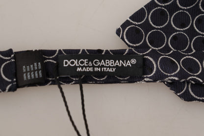 Dolce &amp; Gabbana – Schwarze, weiße, runde Papillon-Krawatte aus 100 % Seide