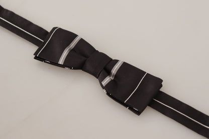 Dolce &amp; Gabbana – Papillon-Krawatte aus 100 % Seide mit schwarzem und grauem Futter