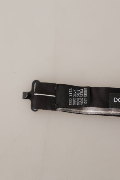 Dolce &amp; Gabbana – Papillon-Krawatte aus 100 % Seide mit schwarzem und grauem Futter