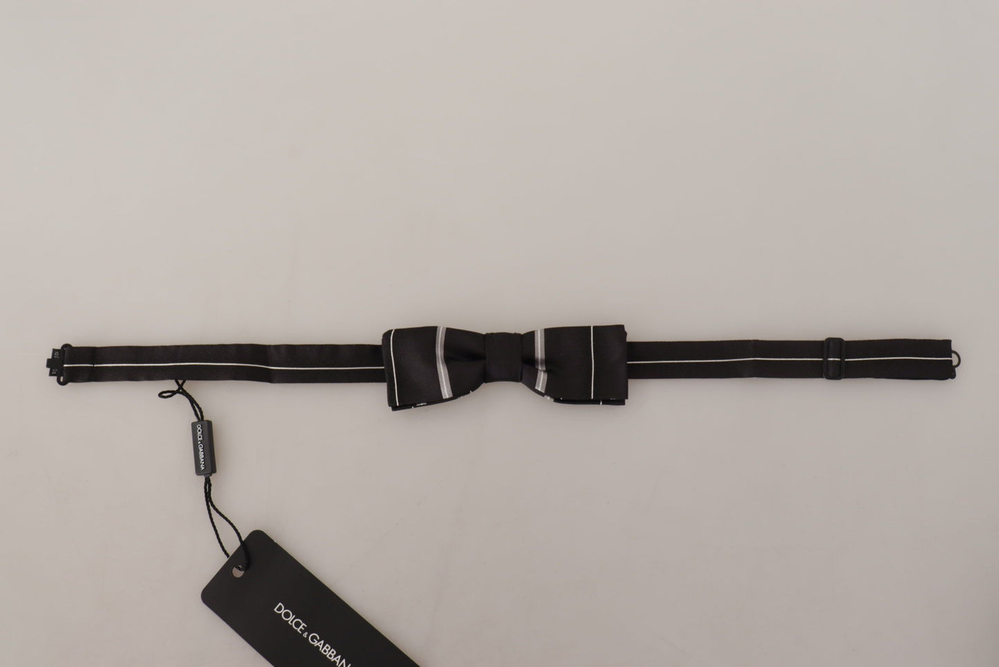 Dolce &amp; Gabbana – Papillon-Krawatte aus 100 % Seide mit schwarzem und grauem Futter