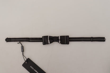 Dolce &amp; Gabbana – Papillon-Krawatte aus 100 % Seide mit schwarzem und grauem Futter