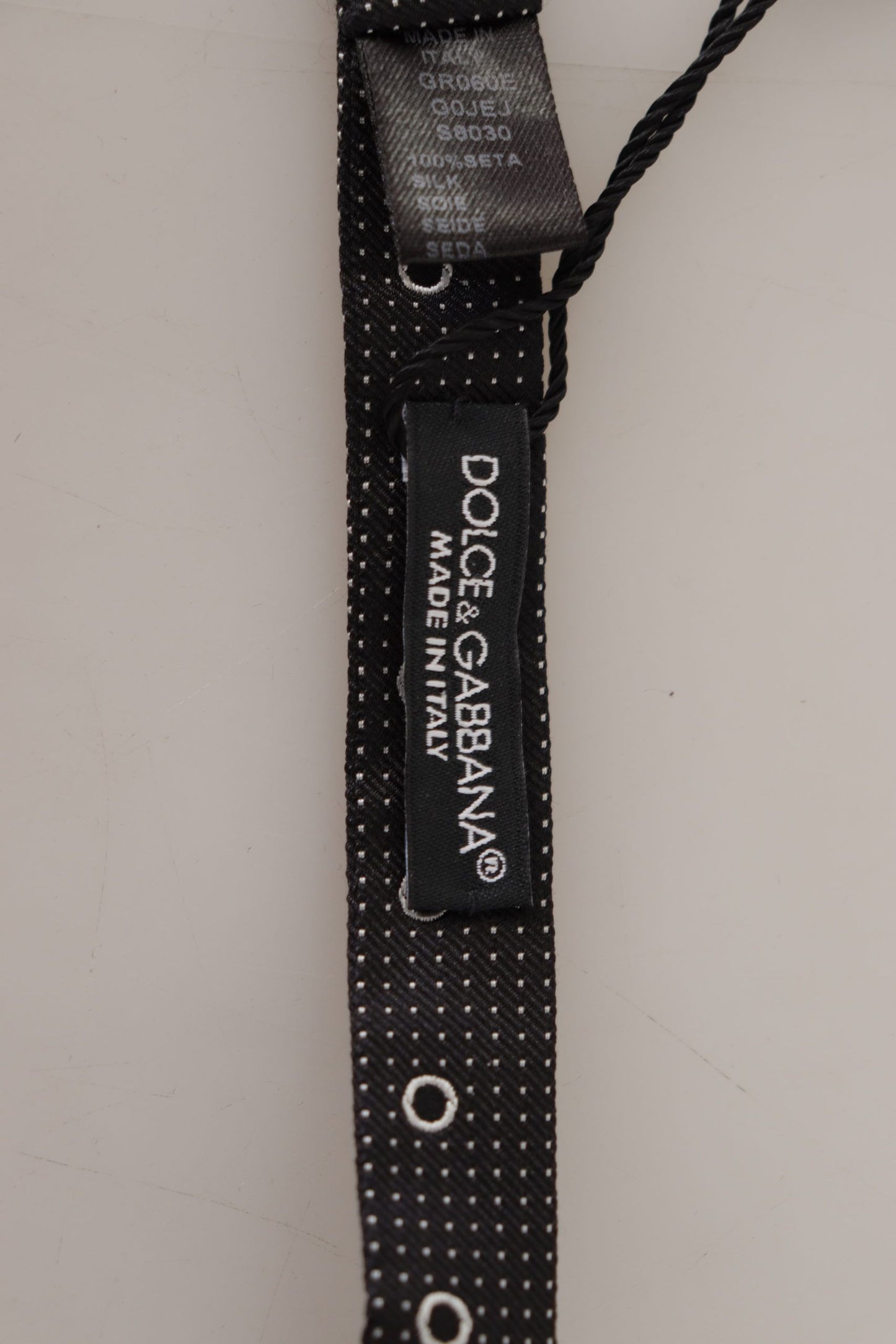 Dolce &amp; Gabbana – Schwarz-weiß gepunktete Papillon-Krawatte aus 100 % Seide