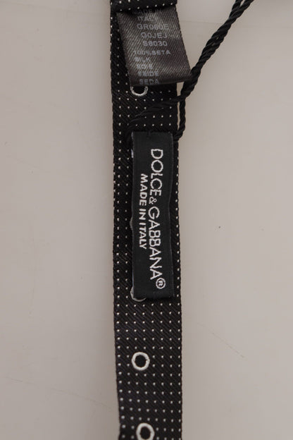 Dolce &amp; Gabbana – Schwarz-weiß gepunktete Papillon-Krawatte aus 100 % Seide