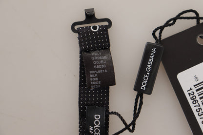 Dolce &amp; Gabbana – Schwarz-weiß gepunktete Papillon-Krawatte aus 100 % Seide