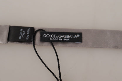 Dolce &amp; Gabbana – Schmale, verstellbare Papillon-Krawatte aus 100 % Seide in Silber