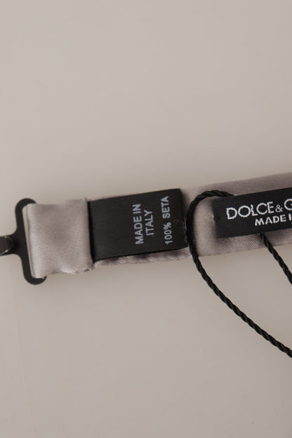 Dolce &amp; Gabbana – Schmale, verstellbare Papillon-Krawatte aus 100 % Seide in Silber