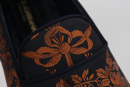 Dolce &amp; Gabbana – Hausschuhe mit Blumenmuster in Blau und Rostrot