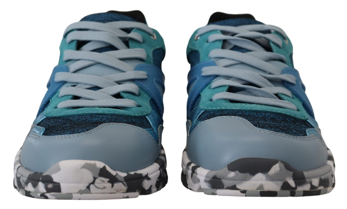 Dolce &amp; Gabbana Blaugraue Sport-Sneaker aus Leder