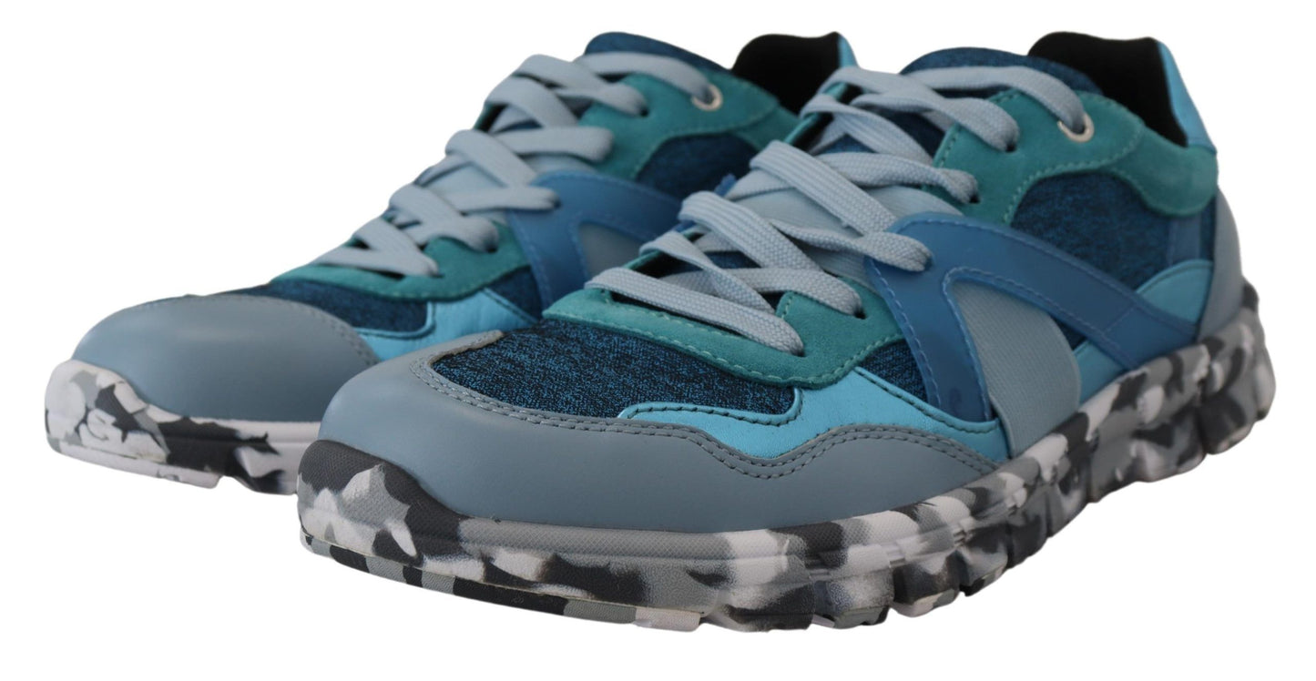 Dolce &amp; Gabbana Blaugraue Sport-Sneaker aus Leder