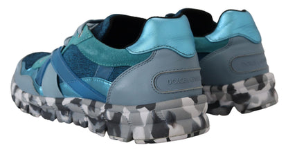 Dolce &amp; Gabbana Blaugraue Sport-Sneaker aus Leder