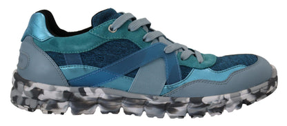 Dolce &amp; Gabbana Blaugraue Sport-Sneaker aus Leder