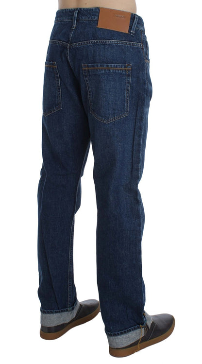 Acht Blue Wash Baggy Loose Fit Jeans aus Baumwolle