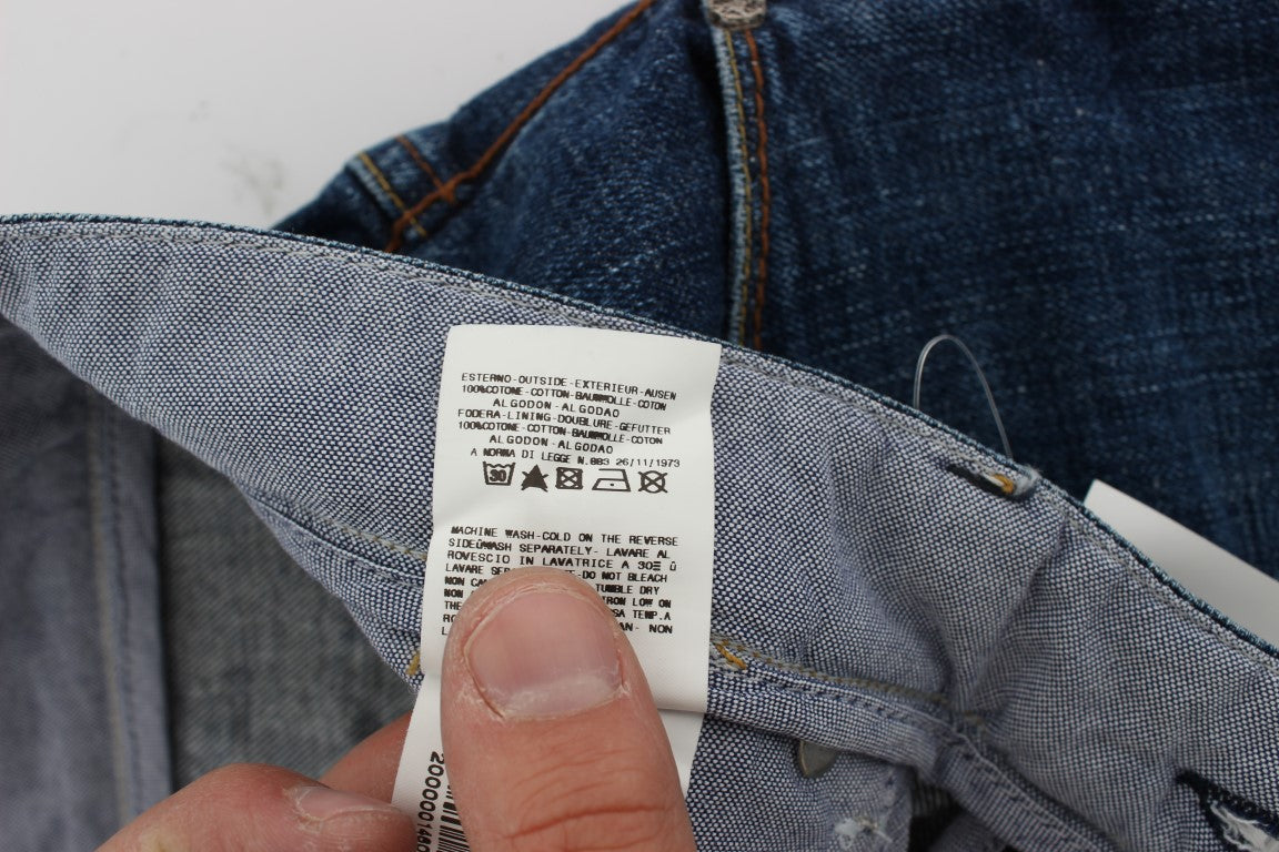 Acht Blue Wash Baggy Loose Fit Jeans aus Baumwolle