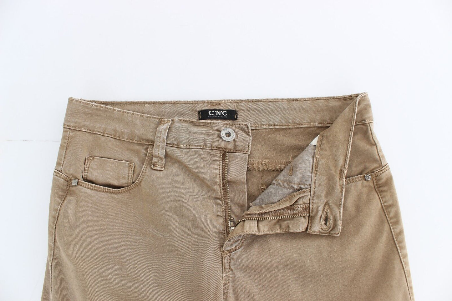 Costume National Beige Straight Leg Denim Hose Stretchjeans