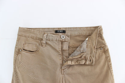 Costume National Beige Straight Leg Denim Hose Stretchjeans