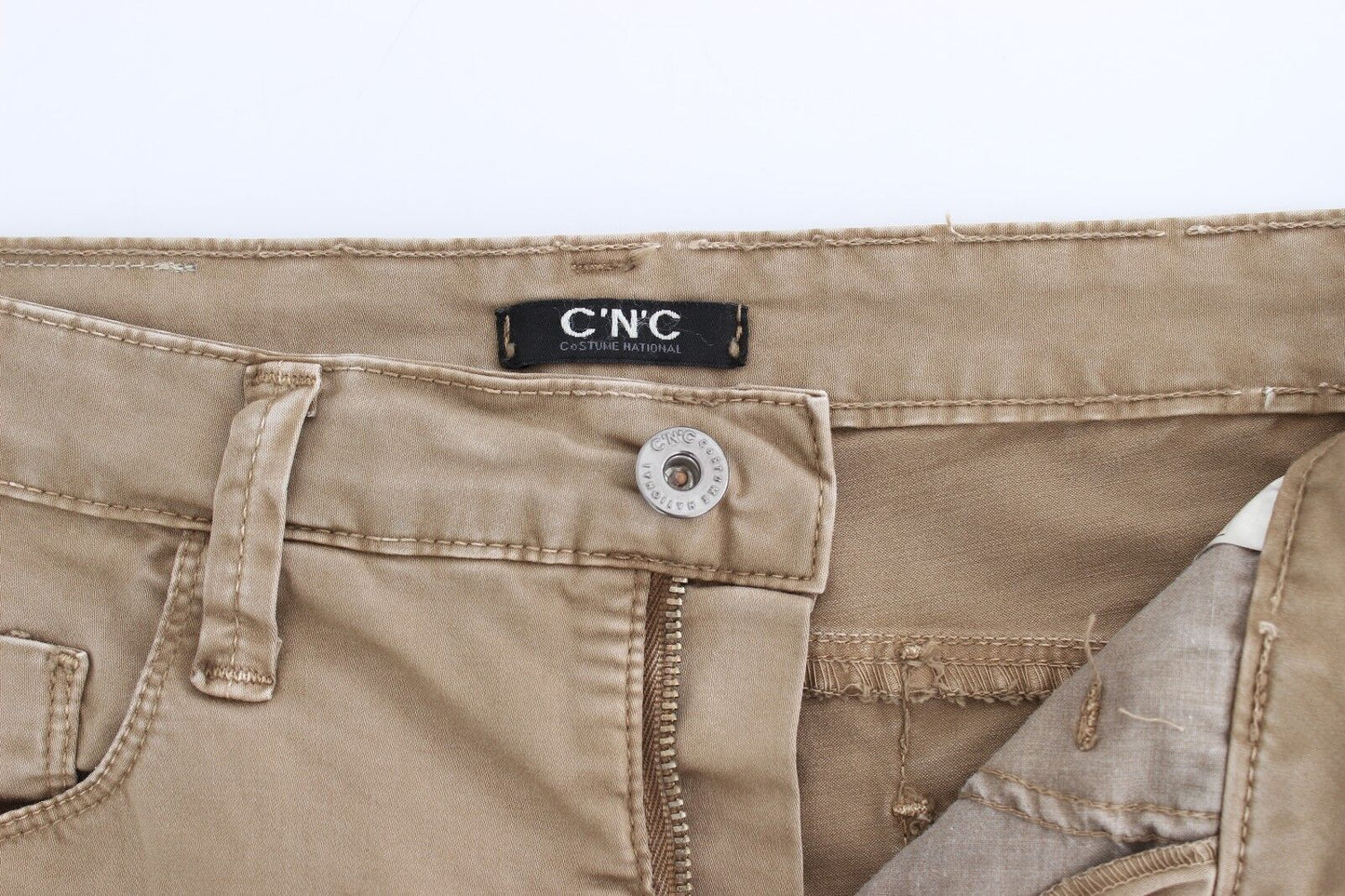 Costume National Beige Straight Leg Denim Hose Stretchjeans