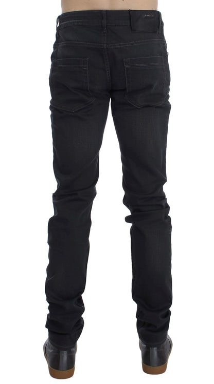 Acht Slim Fit Jeans aus Baumwollstretch in Grau