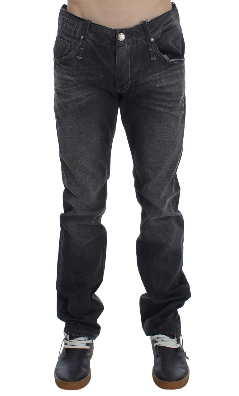 Acht Graue Regular Low Fit Jeans aus Baumwolle