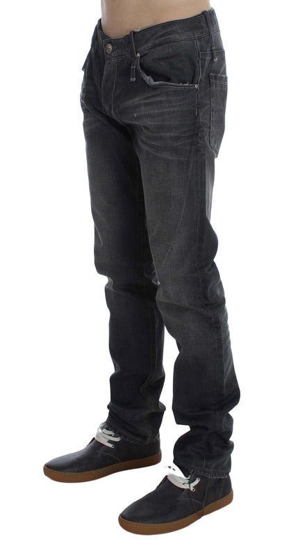 Acht Graue Regular Low Fit Jeans aus Baumwolle