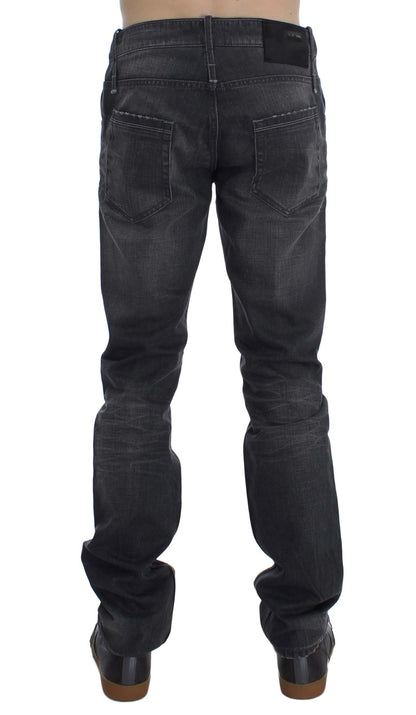 Acht Graue Regular Low Fit Jeans aus Baumwolle