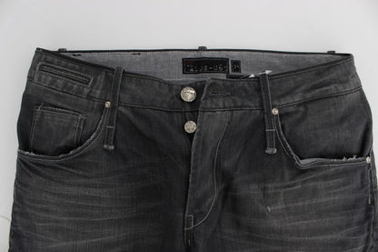 Acht Graue Regular Low Fit Jeans aus Baumwolle