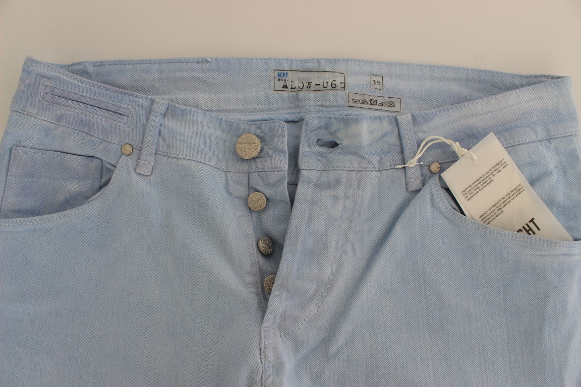 Acht Jeans mit niedriger Taille und Stretch-Baumwolle in Blau