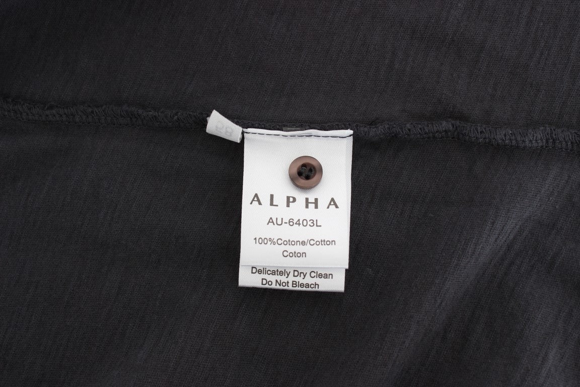 Alpha Massimo Rebecchi Freizeithemd aus Baumwolle in Grau mit Knopfleiste