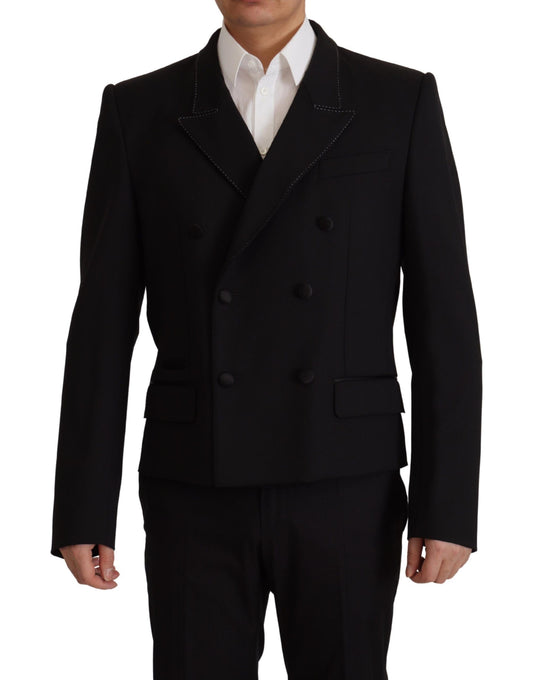 Dolce &amp; Gabbana Schwarzer Zweireiher-Mantel-Blazer