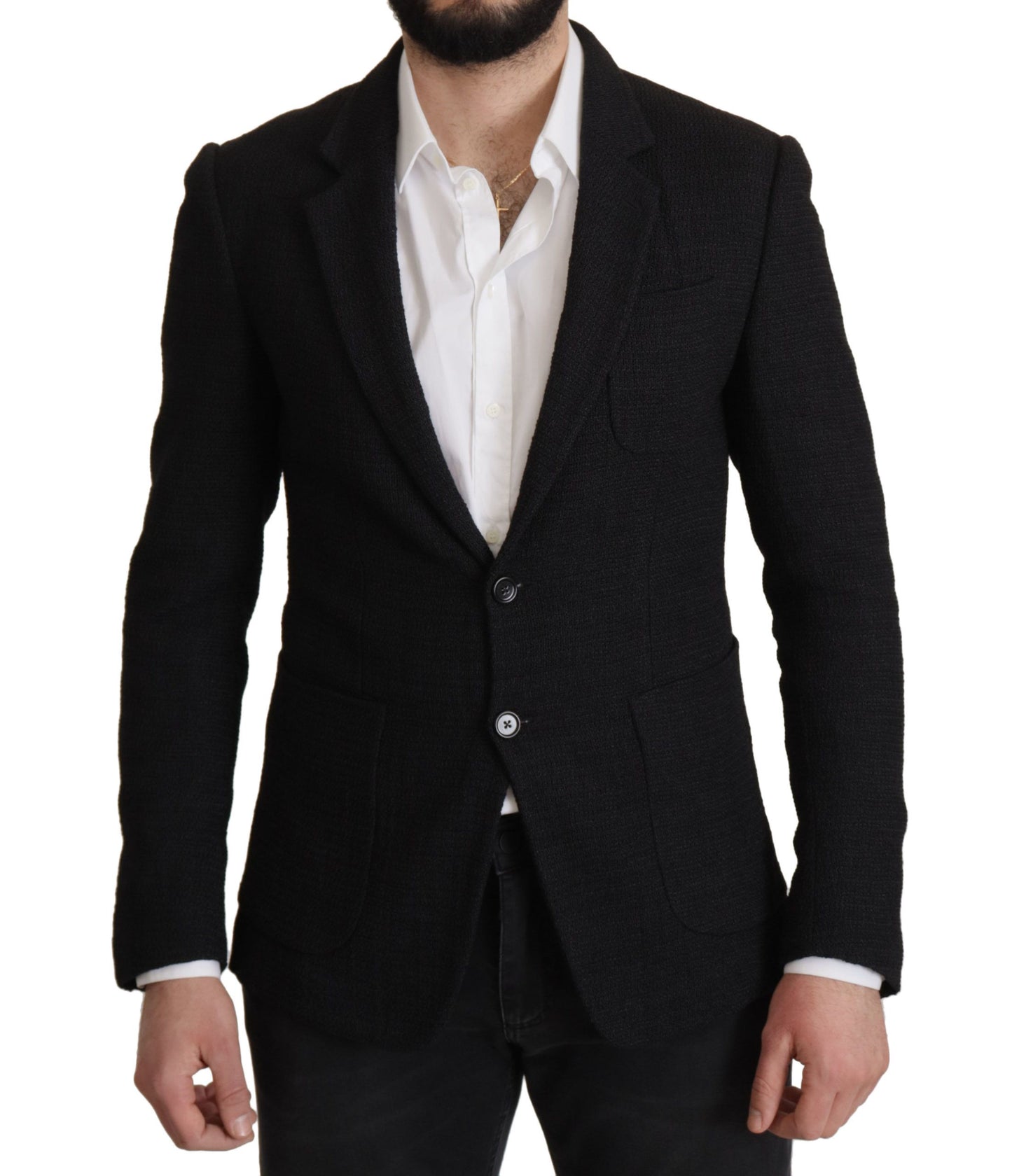 Dolce &amp; Gabbana Schwarzer einreihiger Mantel Herren Blazer