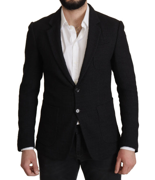 Dolce &amp; Gabbana Schwarzer einreihiger Mantel Herren Blazer
