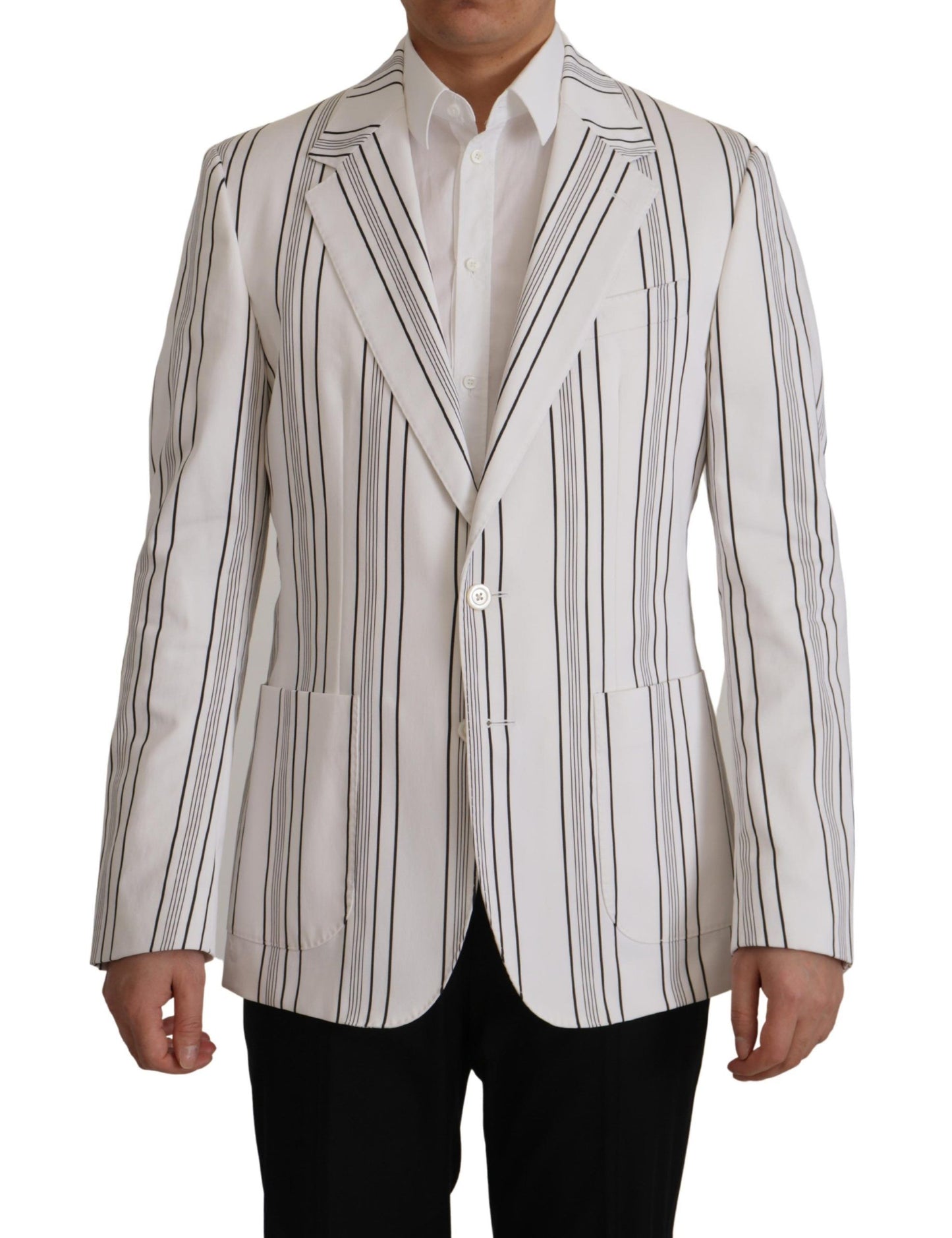 Dolce &amp; Gabbana – Einreihiger Blazer aus Baumwolle mit weißen Streifen