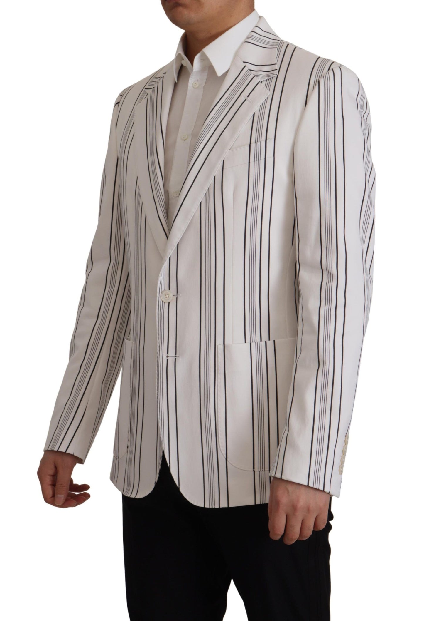 Dolce &amp; Gabbana – Einreihiger Blazer aus Baumwolle mit weißen Streifen