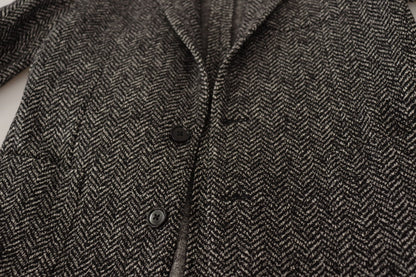 Dolce &amp; Gabbana Einreihiger Fantasy-Blazer aus grauer Baumwolle