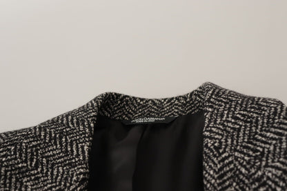 Dolce &amp; Gabbana Einreihiger Fantasy-Blazer aus grauer Baumwolle