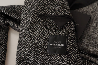 Dolce &amp; Gabbana Einreihiger Fantasy-Blazer aus grauer Baumwolle