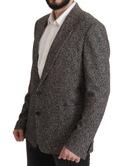 Dolce &amp; Gabbana Einreihiger Fantasy-Blazer aus grauer Baumwolle