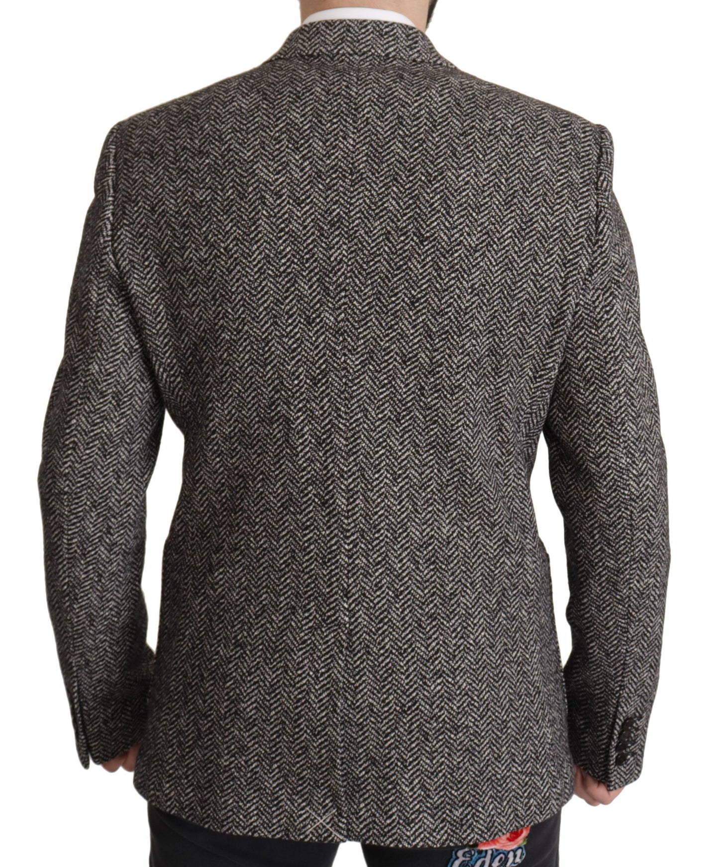 Dolce &amp; Gabbana Einreihiger Fantasy-Blazer aus grauer Baumwolle