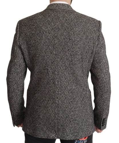 Dolce &amp; Gabbana Einreihiger Fantasy-Blazer aus grauer Baumwolle