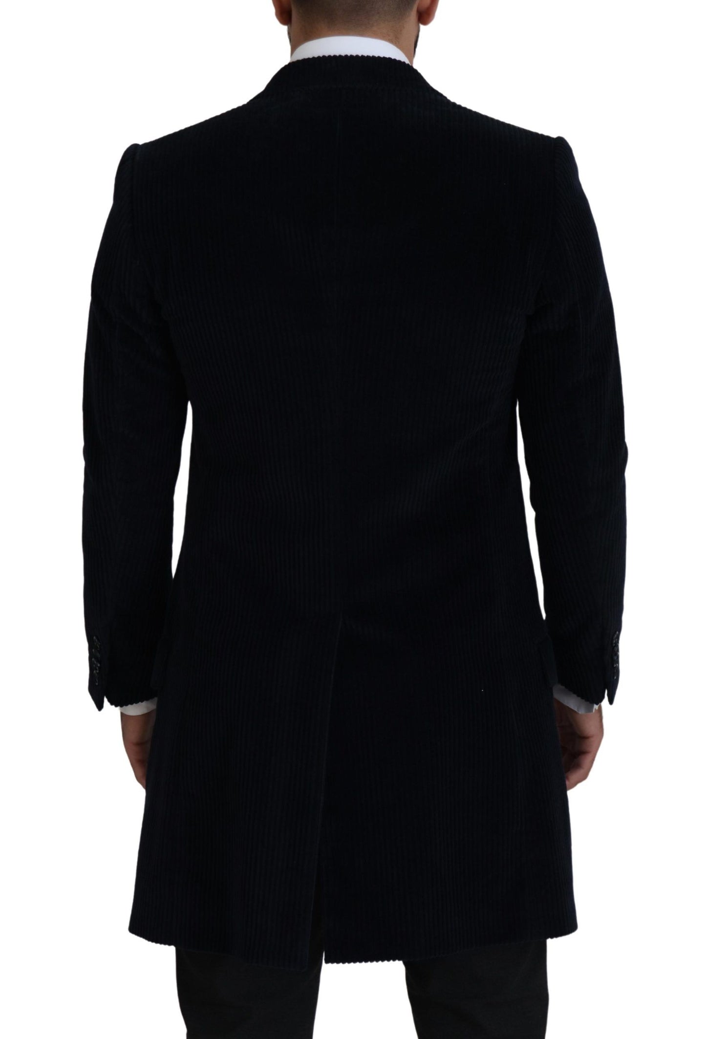 Dolce &amp; Gabbana Schwarzer Baumwoll-Cardigan, langer Mantel, Herrenjacke