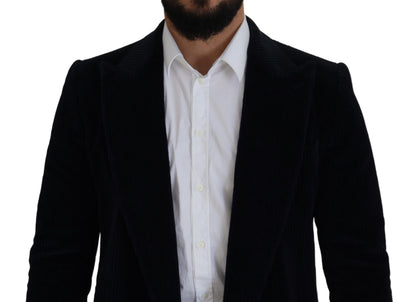 Dolce &amp; Gabbana Schwarzer Baumwoll-Cardigan, langer Mantel, Herrenjacke