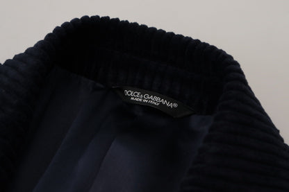 Dolce &amp; Gabbana Schwarzer Baumwoll-Cardigan, langer Mantel, Herrenjacke