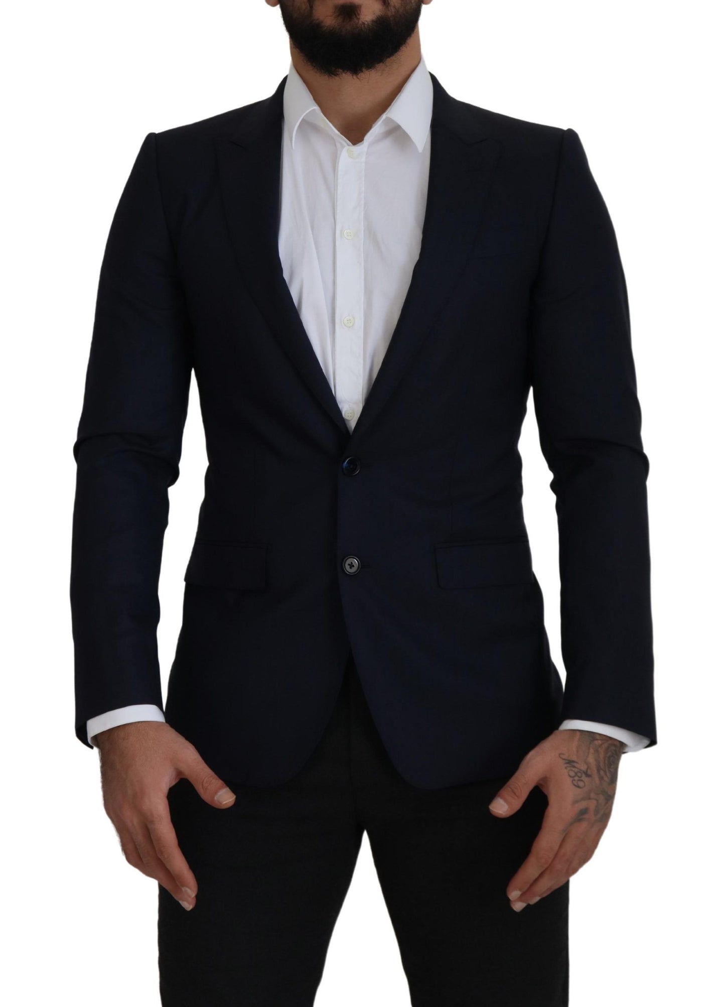 Dolce &amp; Gabbana – Einreihiger Blazer aus blauer Wolle