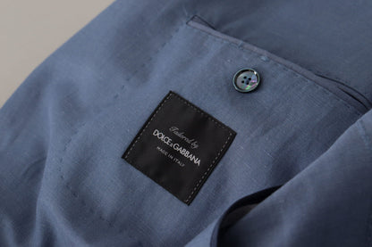 Dolce &amp; Gabbana – Blaue, einreihige Blazerjacke mit Logo