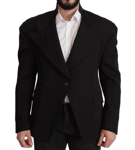 Dolce &amp; Gabbana – Einreihiger Blazer aus schwarzer Wolle